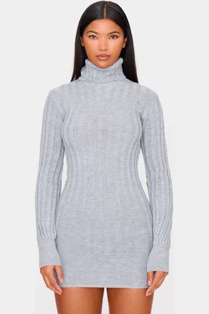 PRETTYLITTLETHING Knitted Roll Neck Jumper Dress