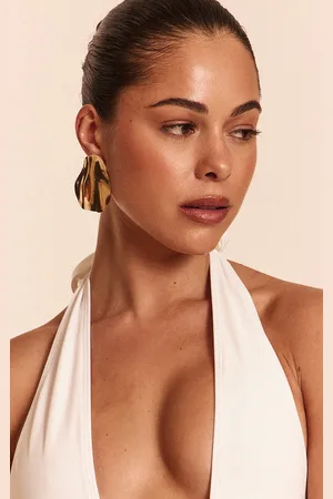 PRETTYLITTLETHING Gold Oversized Wave Abstract Statement Earrings