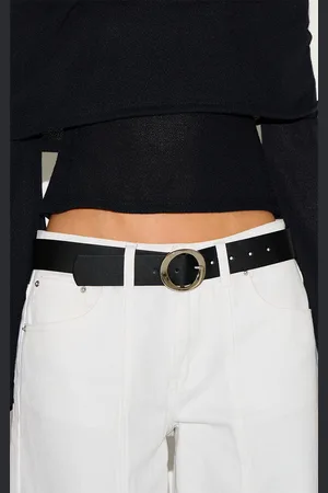 PRETTYLITTLETHING Pu Curved O-ring Silver Buckle Belt