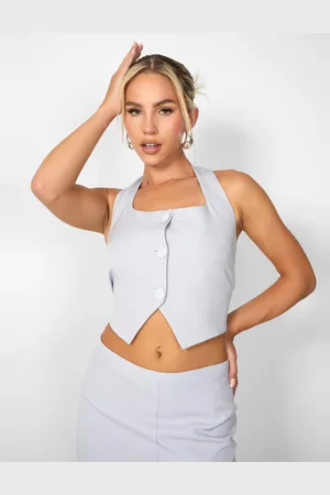 Public Desire Kaiia Square Neck Waistcoat Top Co-ord in Grey
