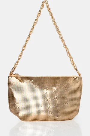 Public Desire The Slouch Gold Diamante Chainmail Baguette Chain Detail Shoulder Bag