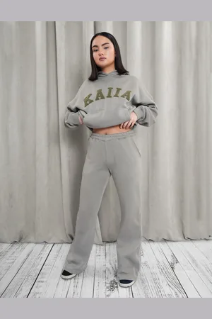 Public Desire Kaiia Wide Leg Sweat Pants Khaki