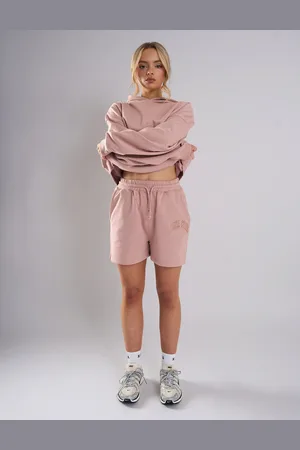 Public Desire Kaiia Studio Distressed Applique Sweat Short Blush