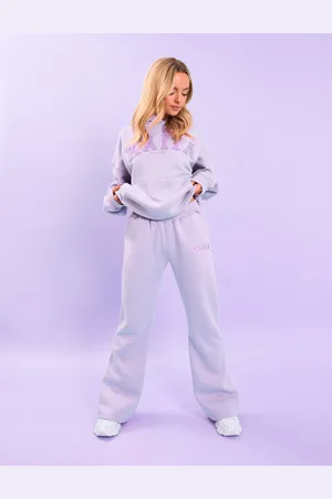 Public Desire Kaiia Logo Wide Leg Sweat Pants Lilac