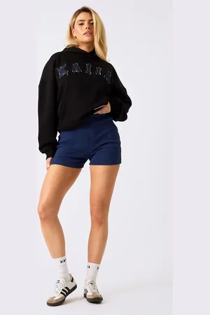 Public Desire Kaiia Mini Ribbed Cycling Shorts Denim Blue