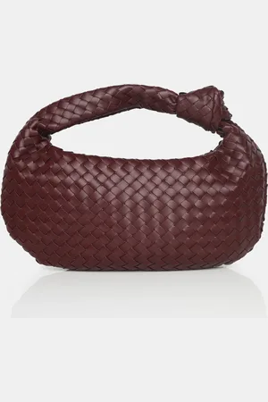 Public Desire The Blame Burgundy Woven PU Knot Detail Mini Grab Bag