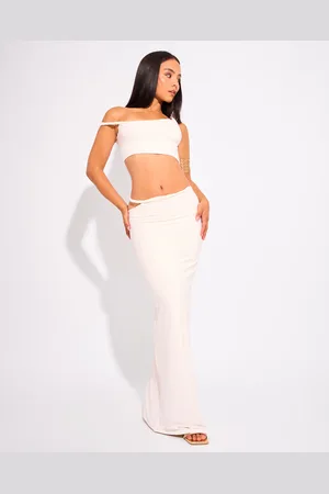 Public Desire Slinky Twist Strap Maxi Skirt White