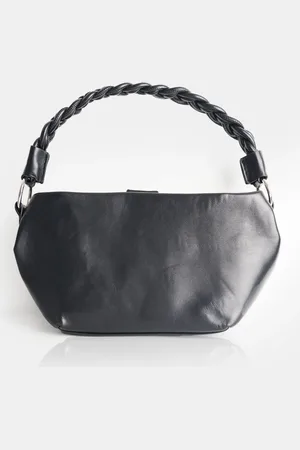 Public Desire Lillian Black Woven Strap Shoulder Bag