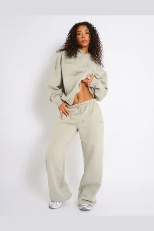 Public Desire Kaiia Studio Script Logo Wide Leg Joggers Matcha