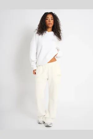 Public Desire Kaiia Bubble Wide Leg Joggers Off White & Rainbow