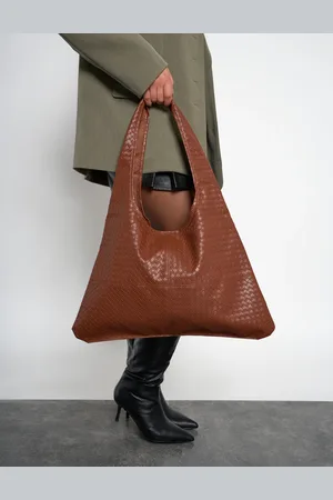 Public Desire Hobo Woven Chocolate Oversize Shoulder Bag