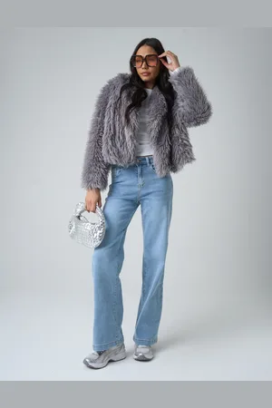 Public Desire Wide Leg High Rise Denim Jeans Blue