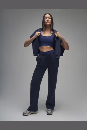 Public Desire Kaiia Logo Wide Leg Sweat Pants Navy