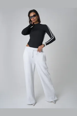 Public Desire Split Hem Wide Leg Joggers Grey Marl