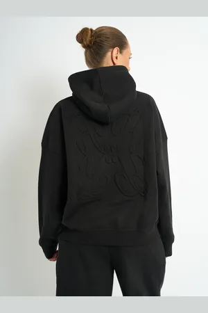 Public Desire Kaiia Logo Embossed Oversized Hoodie Black