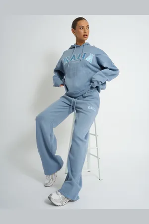Public Desire Kaiia Logo Wide Leg Joggers Vintage Blue