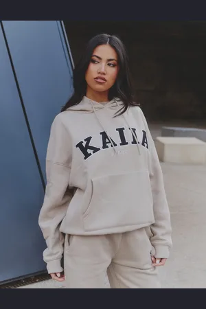 Public Desire Kaiia Slogan Oversized Hoodie Almond