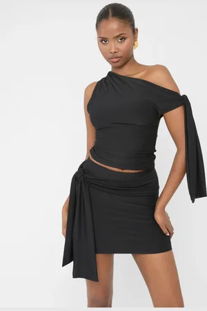 Public Desire Knot Detail Luxe Slinky Mini Skirt Black