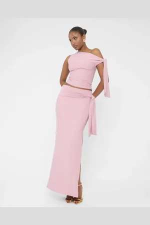 Public Desire Knot Detail Luxe Slinky Maxi Skirt Mauve