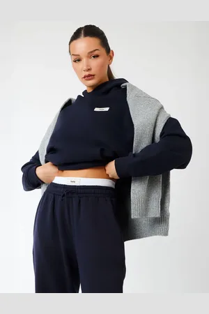 Public Desire Kaiia Label Logo Oversized Hoodie Navy