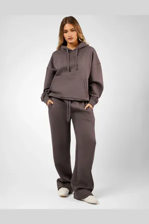 Public Desire Kaiia Logo Wide Leg Joggers Mink