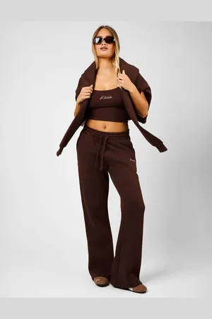 Public Desire Kaiia Script Wide Leg Joggers Peppercorn