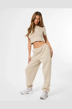 Public Desire Kaiia Logo Cuffed Joggers Stone