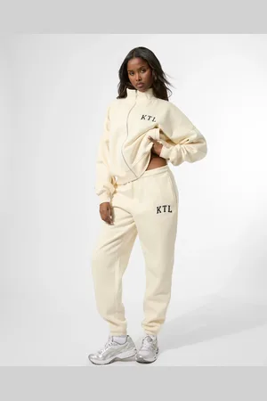 Public Desire Kaiia KTL Logo Cuffed Joggers Buttercream