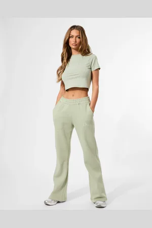 Public Desire Kaiia Wide Leg Sweat Pants in Sage Green