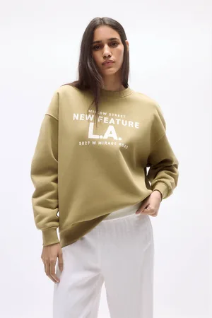 Pull&Bear oversized New York zip front slogan hoodie co-ord in green