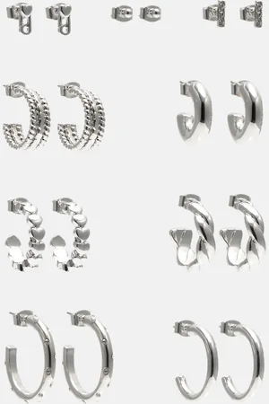 Pull&Bear Pack Of Hoop And Heart Earrings