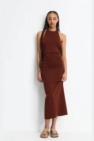 Pull&Bear Gathered Halter Midi Dress