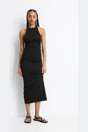 Pull&Bear Gathered Halter Midi Dress