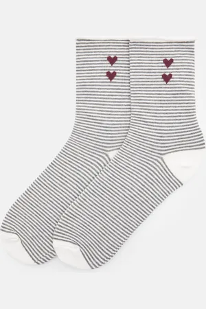 Pull&Bear Striped Socks With Hearts
