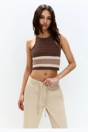 Pull&Bear Striped Crochet Top