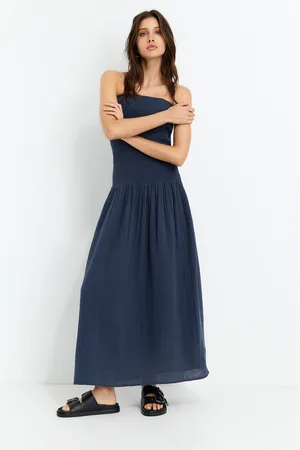 Pull&Bear Rustic Strapless Midi Dress