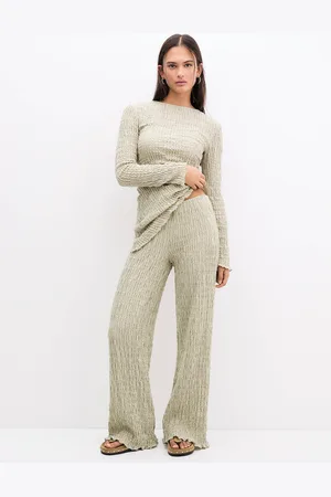 Pull&Bear Wide-Leg Creased Fabric Trousers