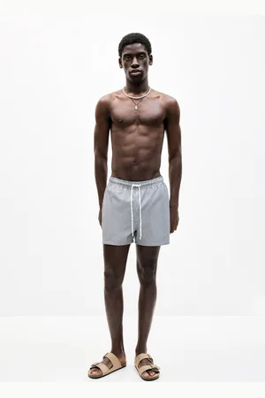 Pull&Bear Seersucker Stripe Swimming Trunks