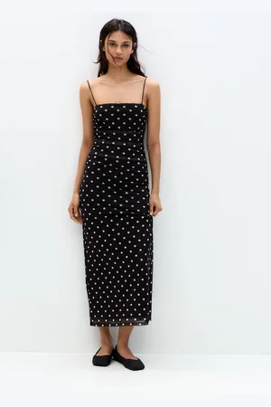 Pull&Bear Strappy Polka Dot Midi Dress