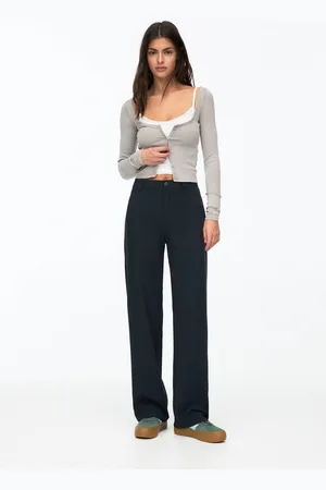 Pull&Bear Smart High-Waist Straight-Leg Trousers