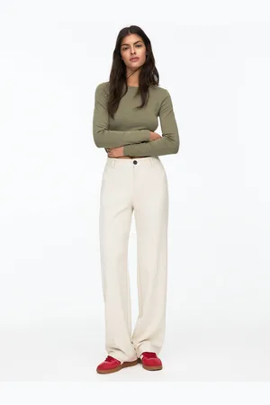 Pull&Bear Smart High-Waist Straight-Leg Trousers