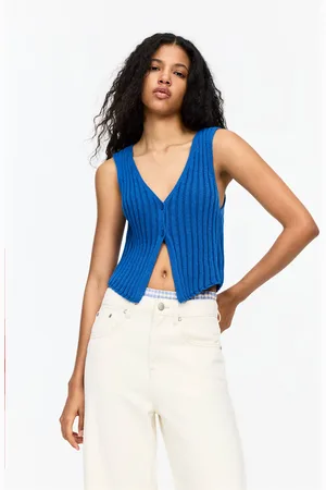 Pull&Bear Crochet Vest With Front Buttons