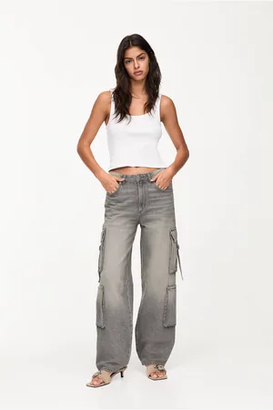 Pull&Bear Wide-Leg Cargo Jeans