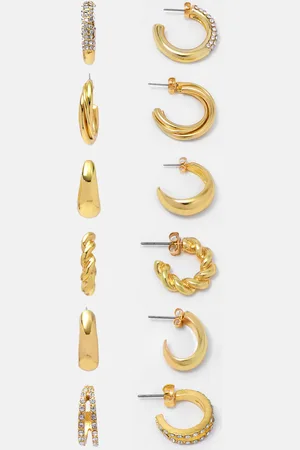 Pull&Bear Pack Of Shiny Contrast Hoop Earrings