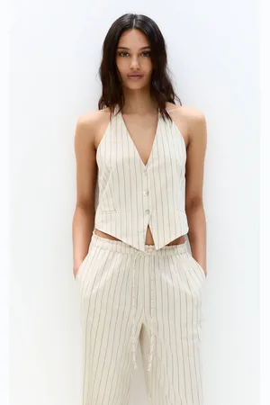 Pull&Bear Striped Waistcoat With Open Back