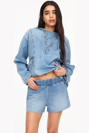 Pull&Bear Denim Boxer Shorts With Elastic Waistband