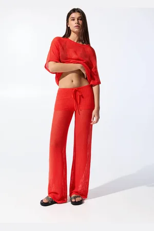 Pull&Bear Mesh Knit Straight-Leg Trousers