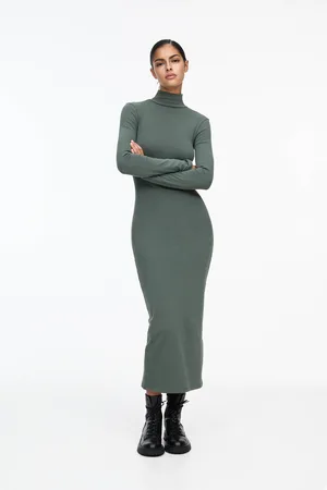 Pull&Bear High Neck Midi Dress