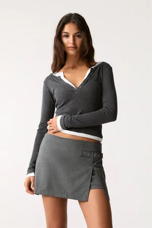 Pull&Bear Check Skort With Buckle