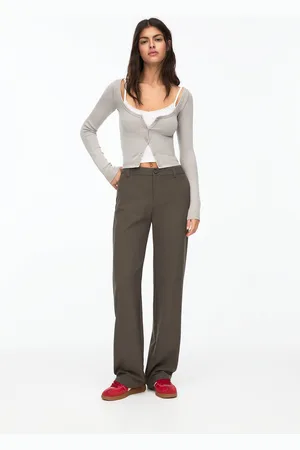 Pull&Bear Smart High-Waist Straight-Leg Trousers